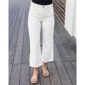Antrho Smith & Soul Cropped Wide Leg Jeans Off-White Stretch Denim Sz 28